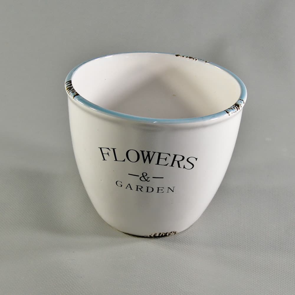 5" Tall White Ceramic Garden Container