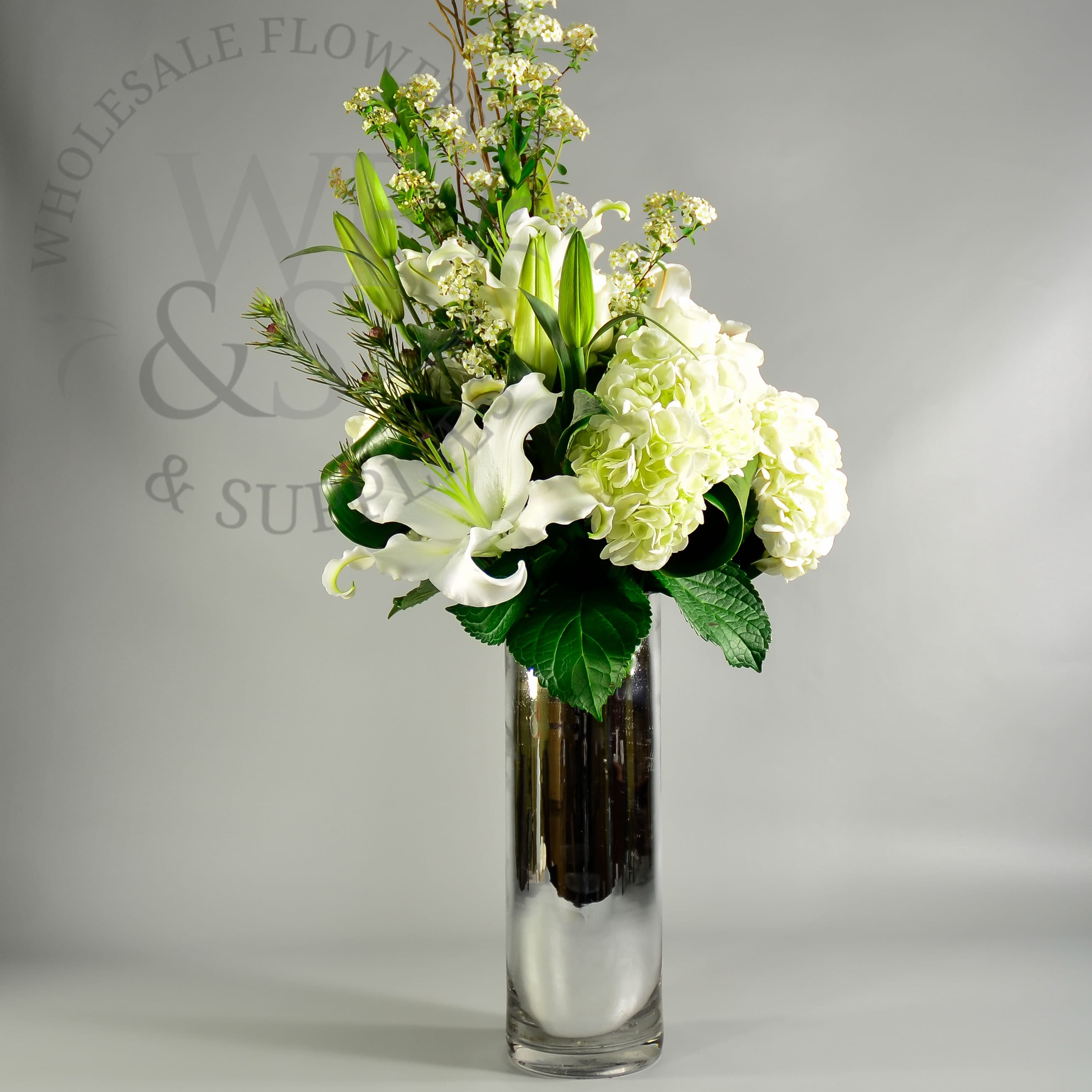 Mirrored Glass Cylinder Vase  20x4