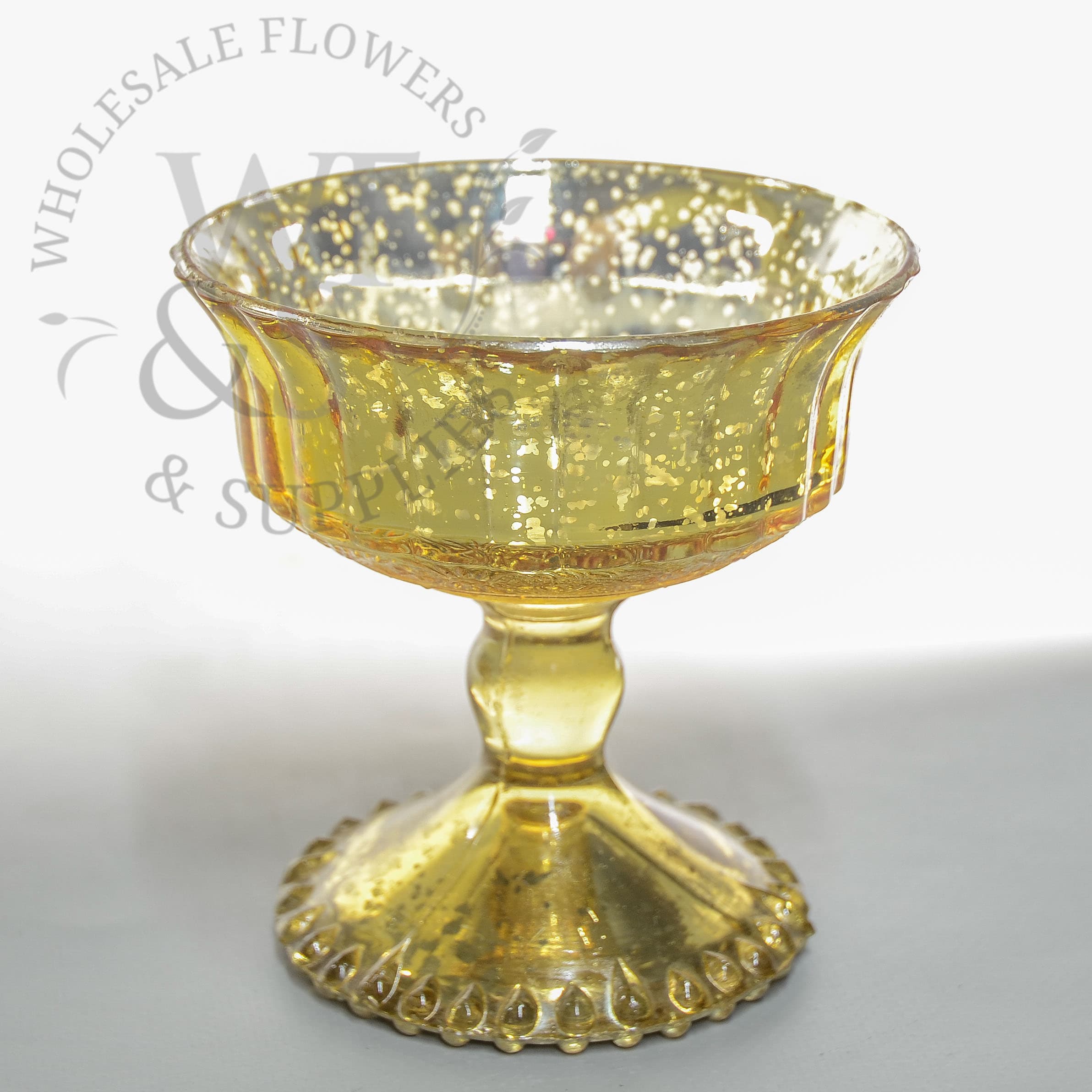 Gold Glass Pedestal Vase  4.8"