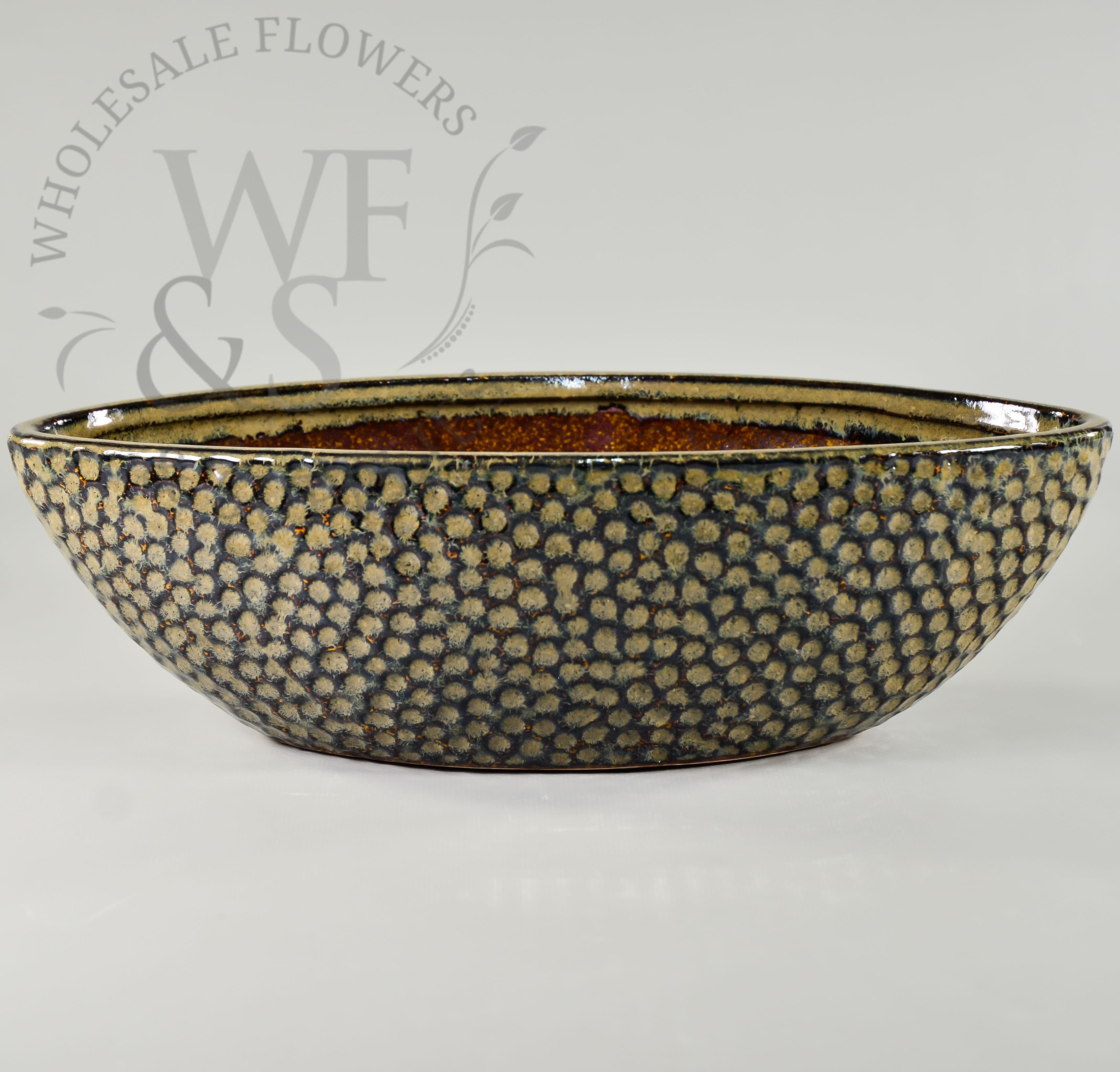 Olive Green Ceramic Garden Boat Shaped Container Large