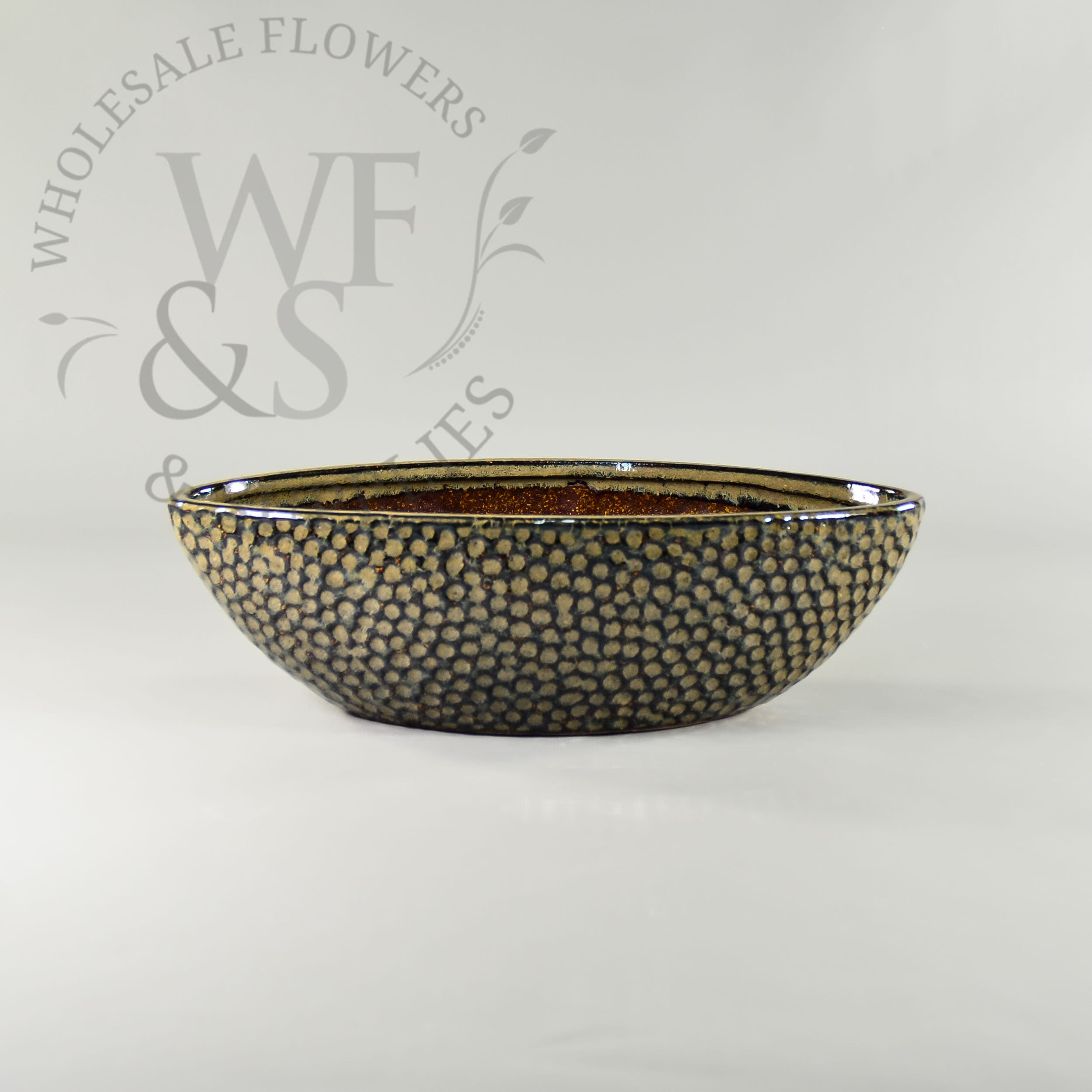 Olive Green Ceramic Garden Boat Shaped Container Small