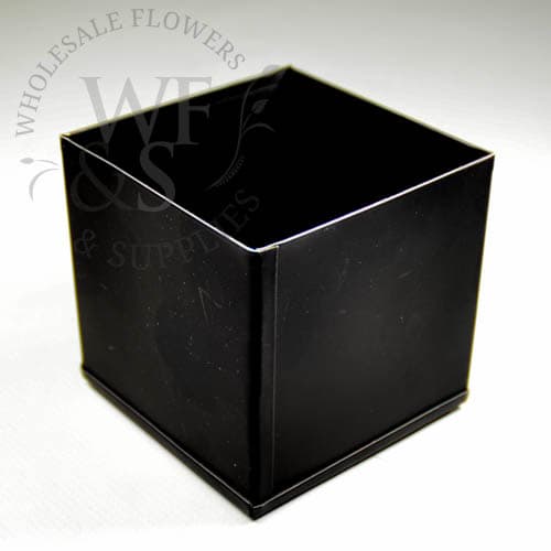 Black Metal Square Mini Flower Pot Vase Container  3"