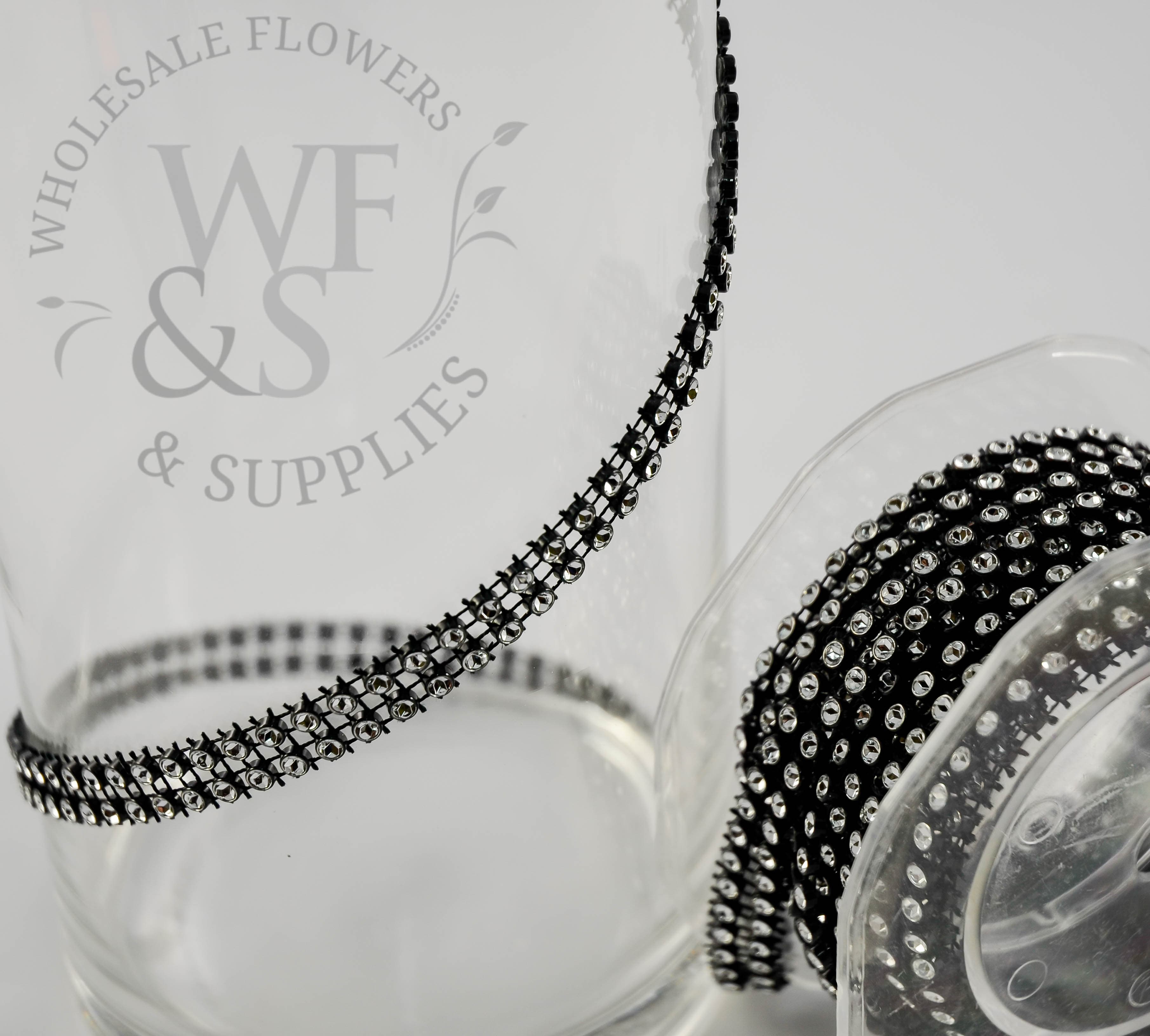 Black Faux Diamond Decorative Ribbon 3/8"