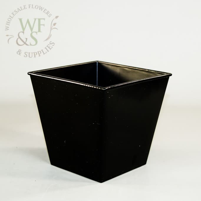 6.5" Black Tapered Square Plastic Pot 