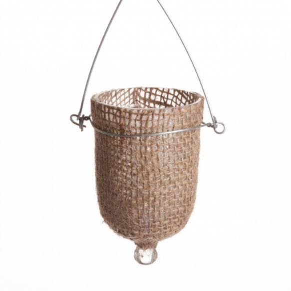 3.5" Hanging Burlap Glass Votive Holder
