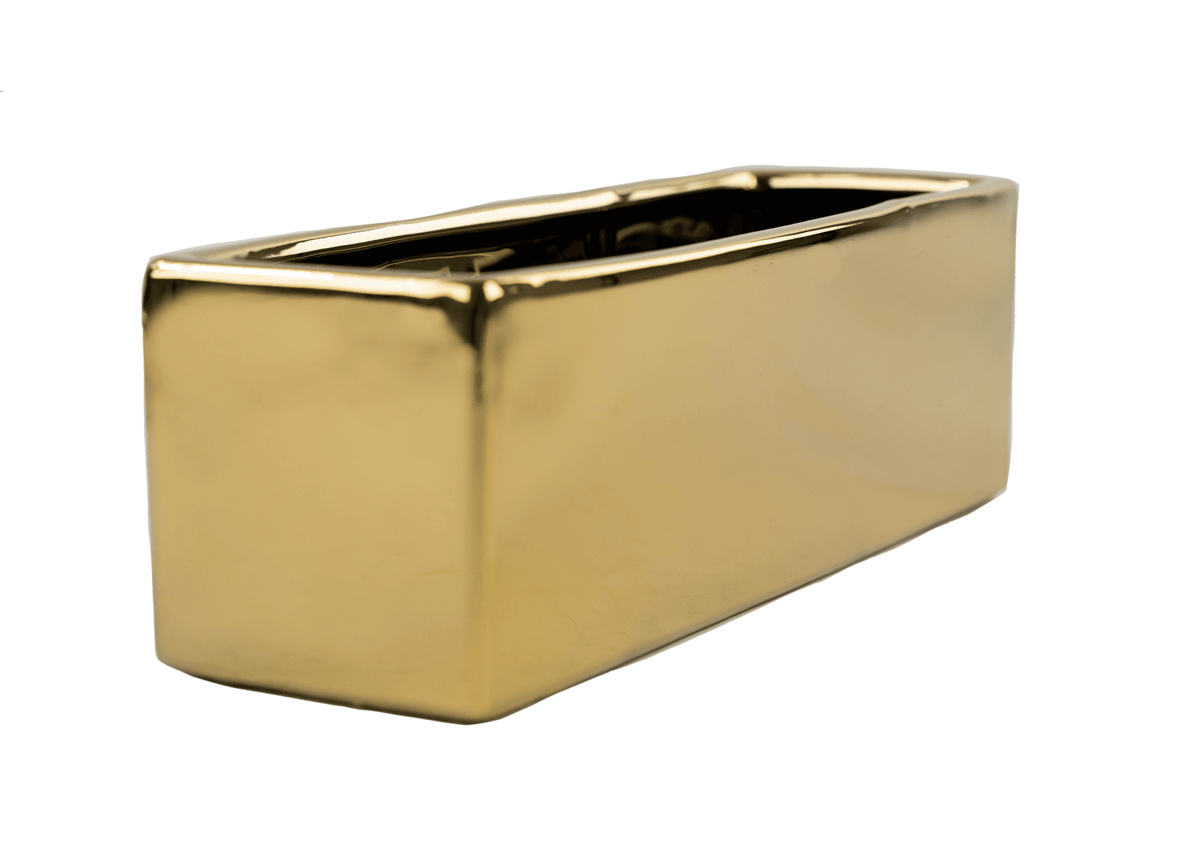 12" Ceramic Rectangle Block Vase Gold