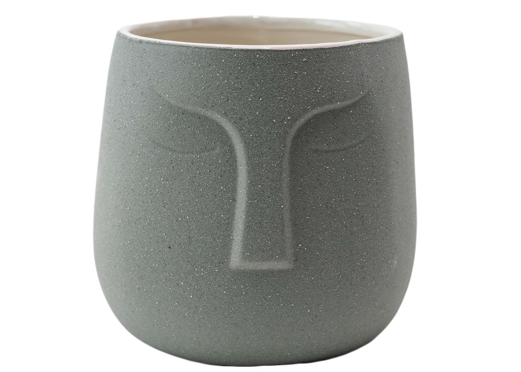 7" Gray Moai Face Ceramic Pot