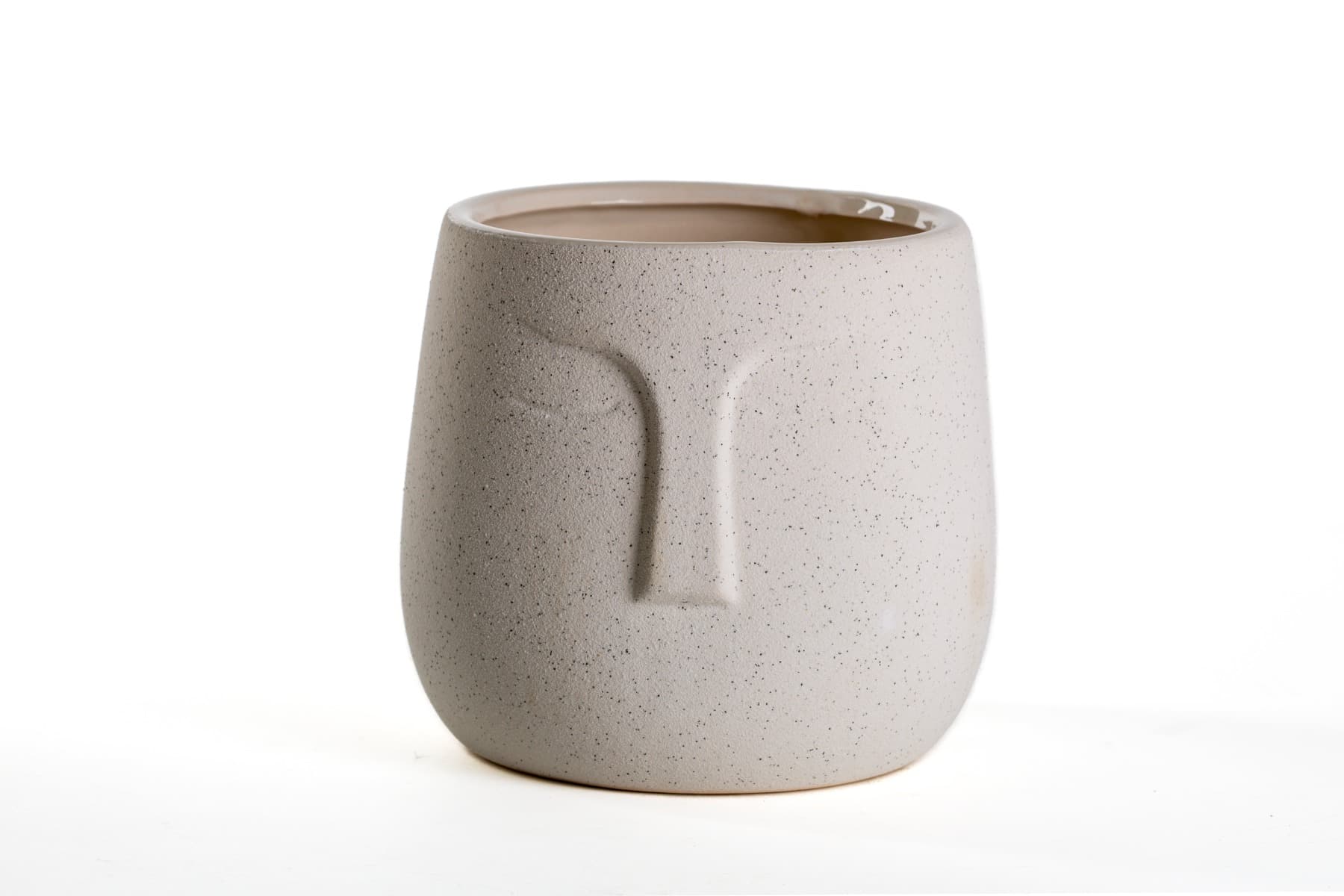 7" White Moai Face Ceramic Pot