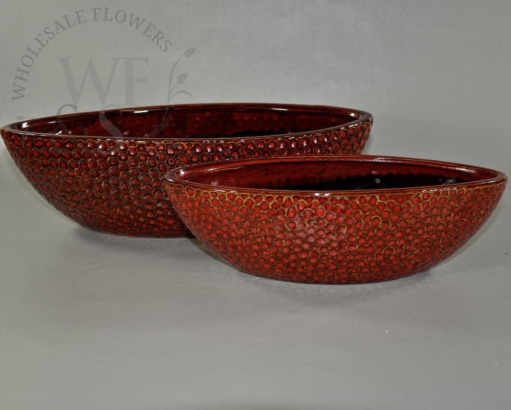 Chili Red Ceramic Garden Boat Shaped Container Large
