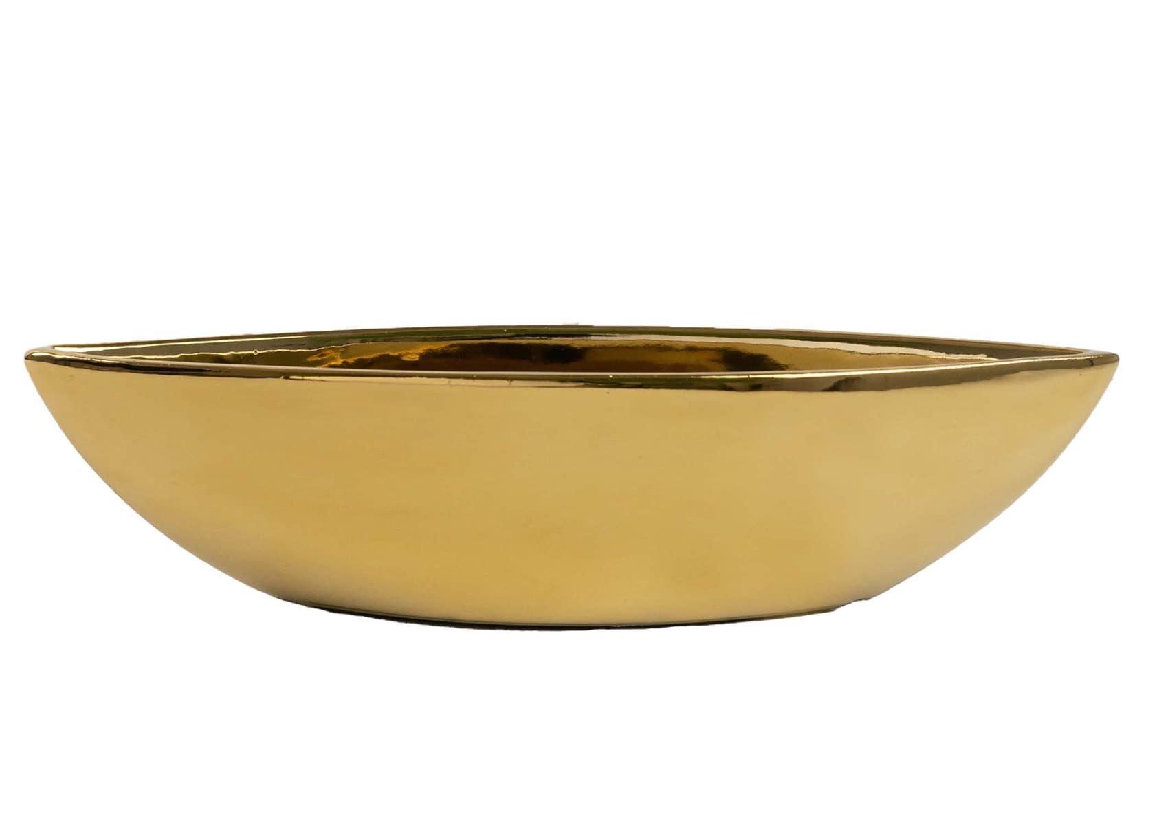 Ceramic Boat Vase - Gold 10"