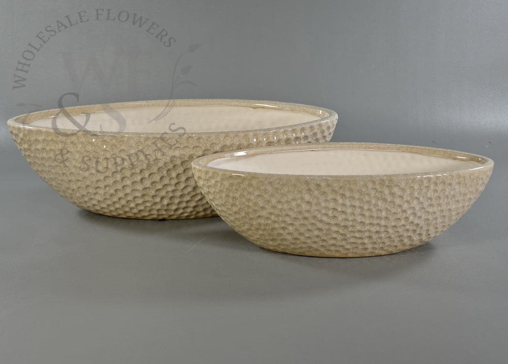 Cream Ceramic Garden Boat Shaped Container-Small