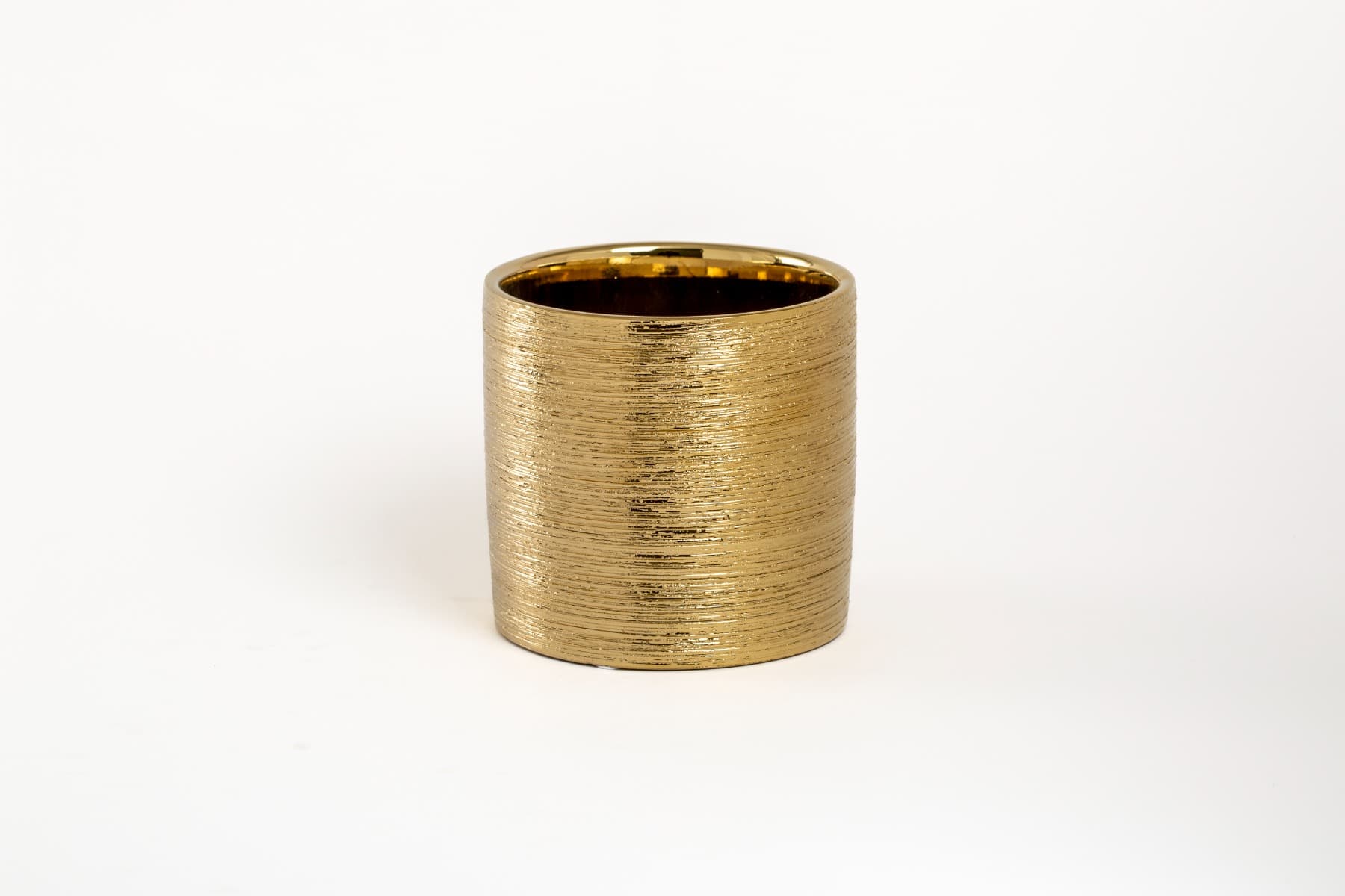 5" Gold Etched Ceramic Cylinder Vase