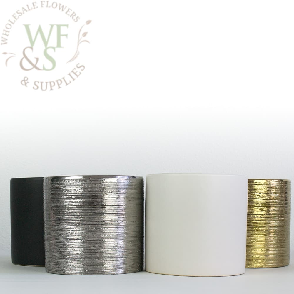 Gold, Silver, Black and White Ceramic Cylinders 