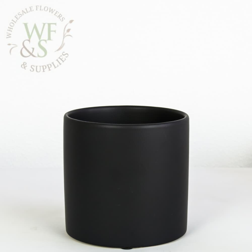 6 inch Ceramic Cylinder Centerpiece Vase Matte Black