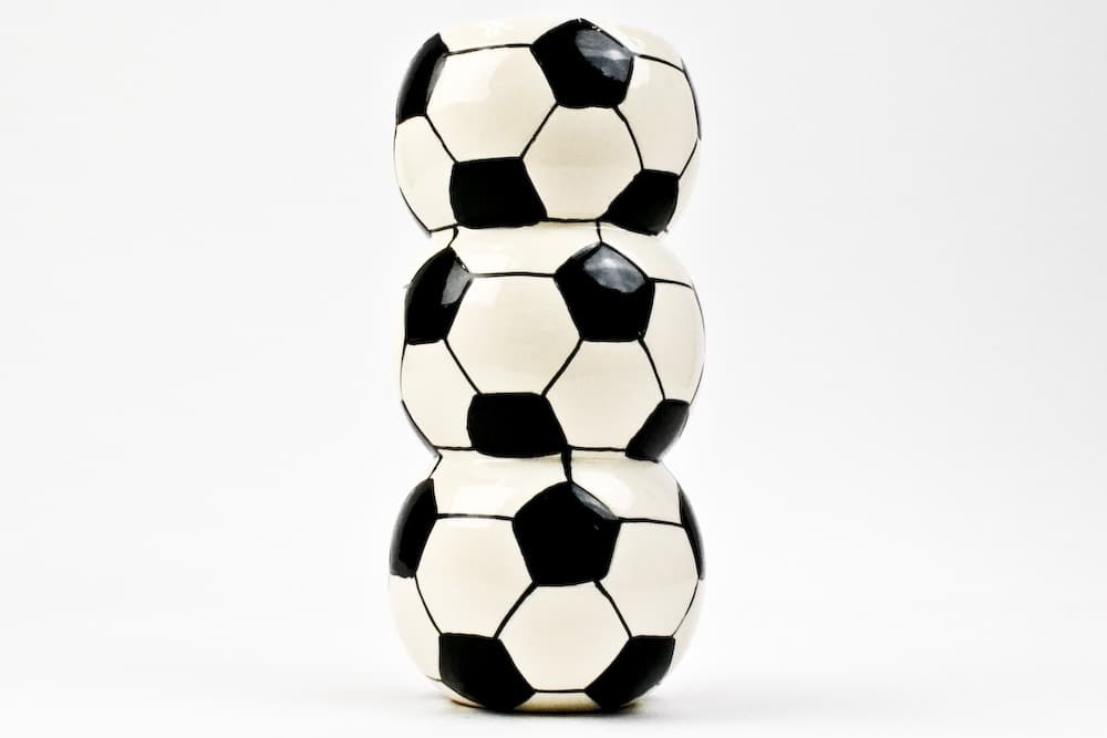 3 Tiered ceramic soccer ball vase