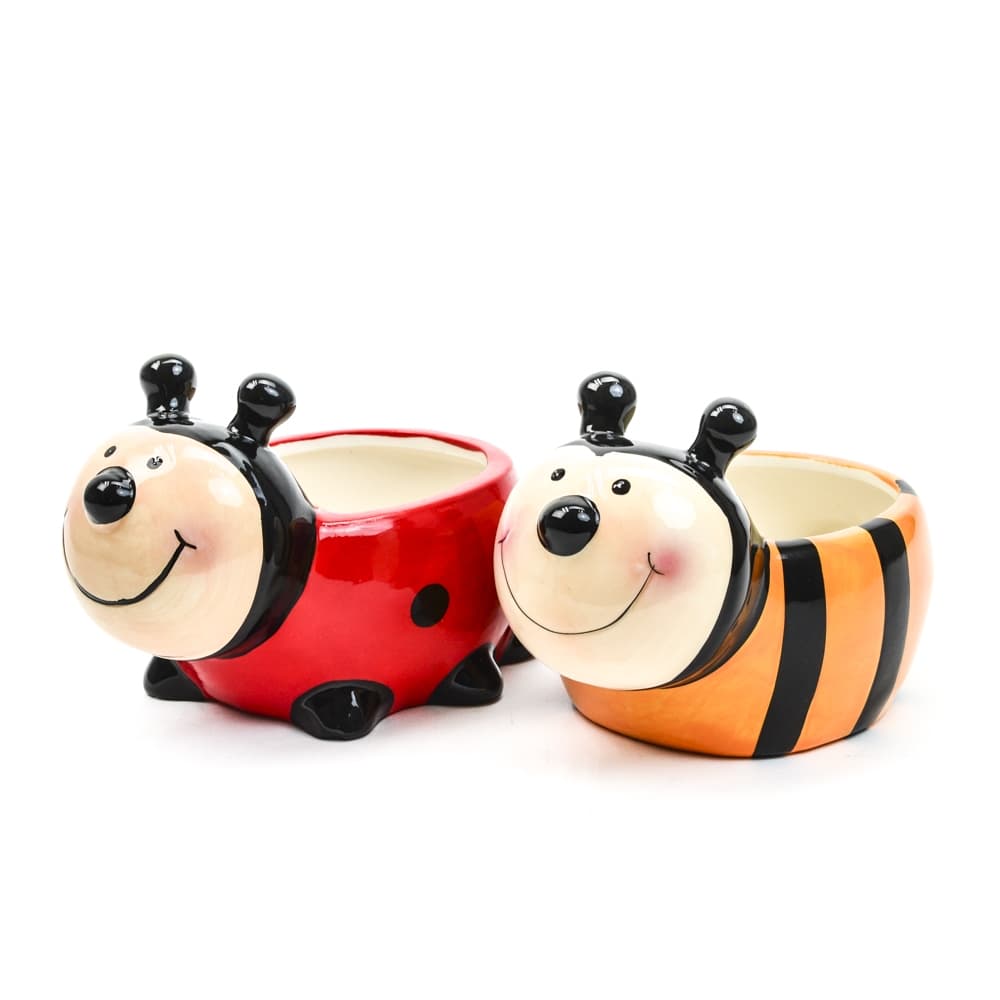 Ladybug & Bumble Bee Planter Set