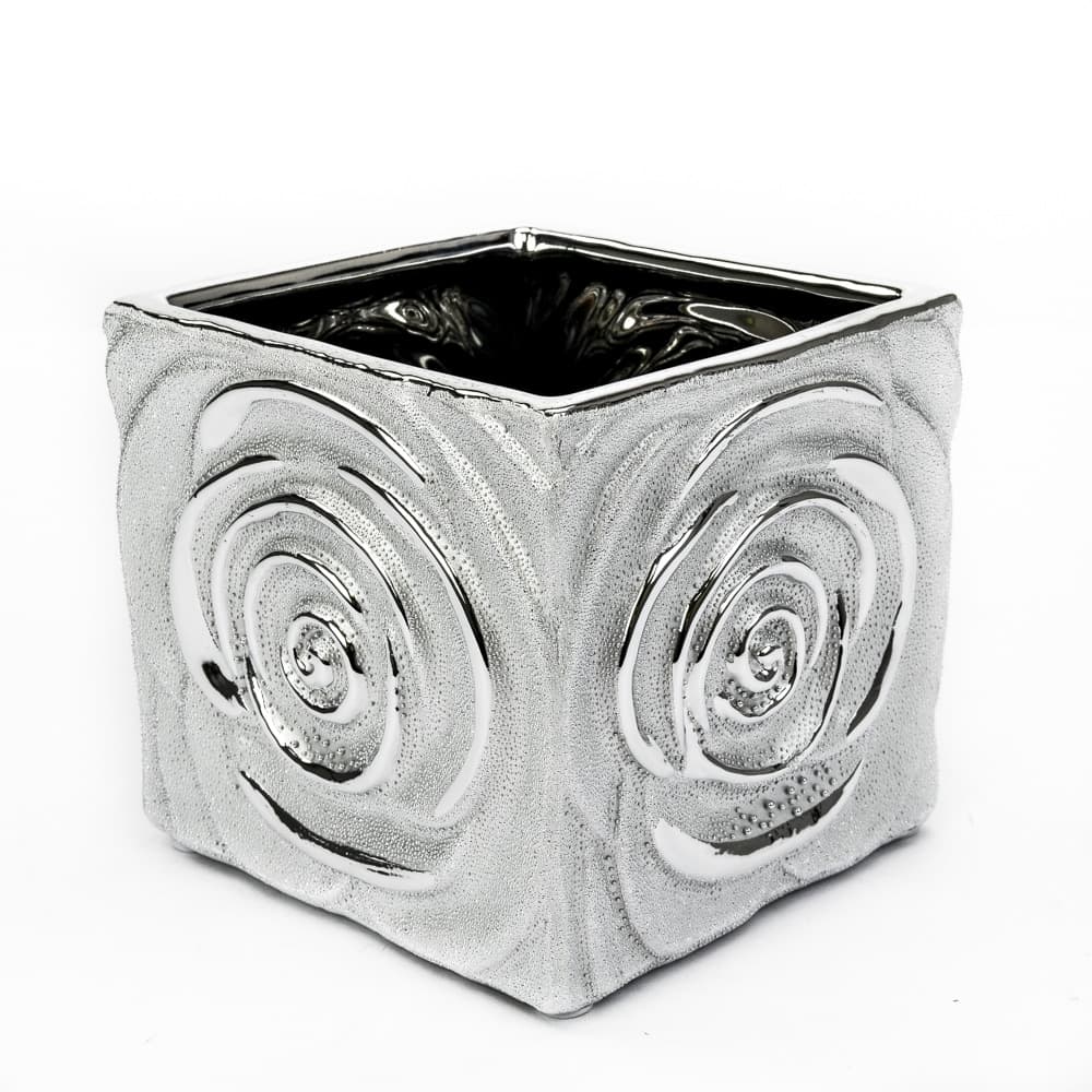 Ceramic Silver Rose Planter