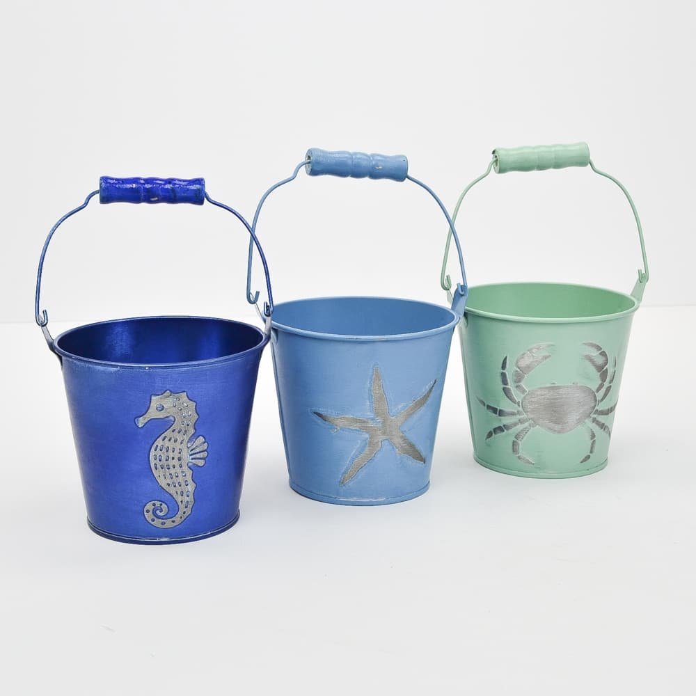 Mini Metal Beach Pails Trio