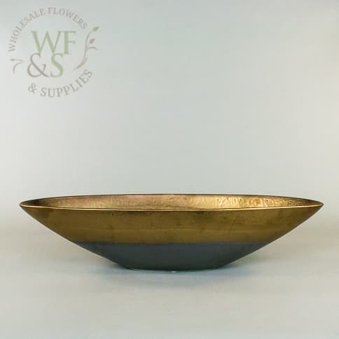 Ceramic Garden Boat Shaped Flower Pot Vase Container  in Old Gold and Gray disc