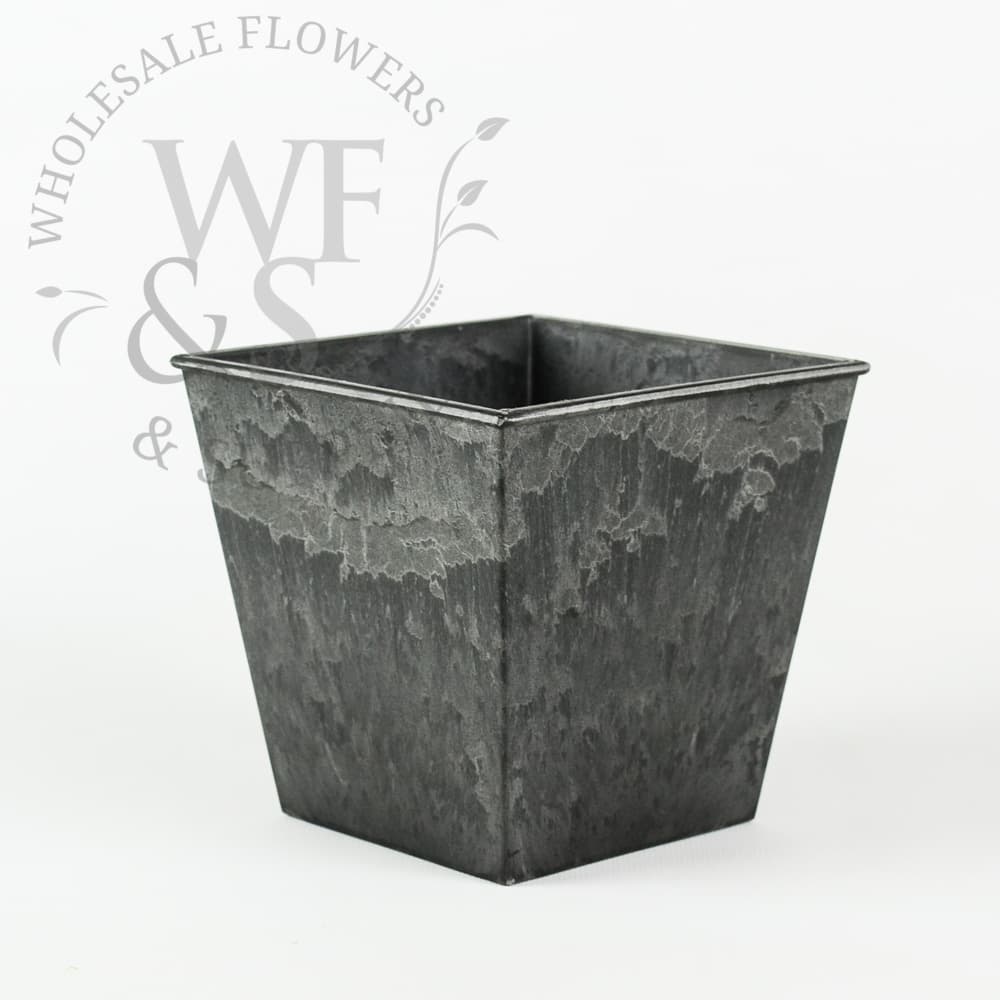 Square Tapered Recycled Plastic Pot  - Charcoal