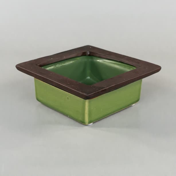 Green and Brown Square Stacking Ceramic Container Small