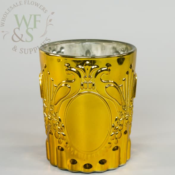 Gold Cylinder Vases 4x3.5x3