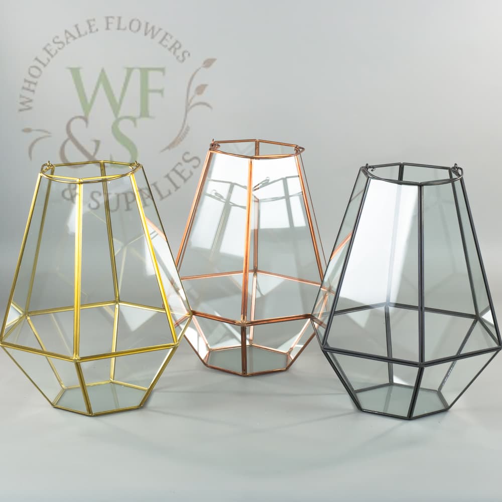 Black Metal Framed Hexagon Lantern