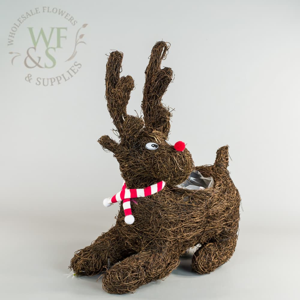 Coconut and Sisal Fibers Standing Reindeer Planter