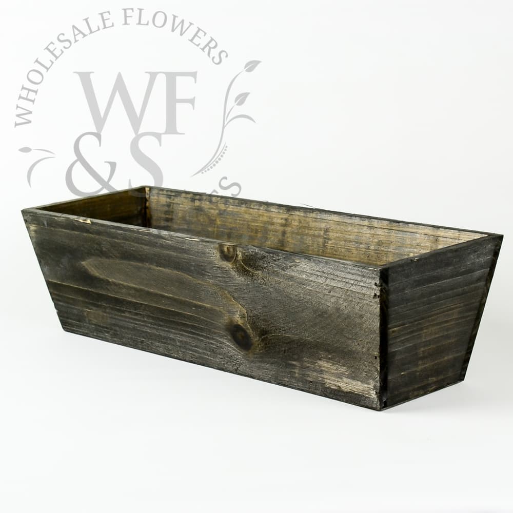 4.2" Tall Rectangular Tapered Brown Wood Planter