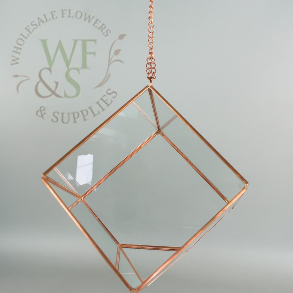 Cube Shaped Copper Gold Terrarium