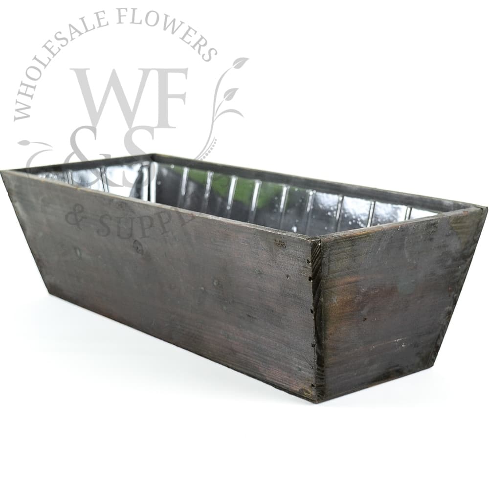 5" Tall Rectangular Tapered Dark Brown Wood Planter Pot