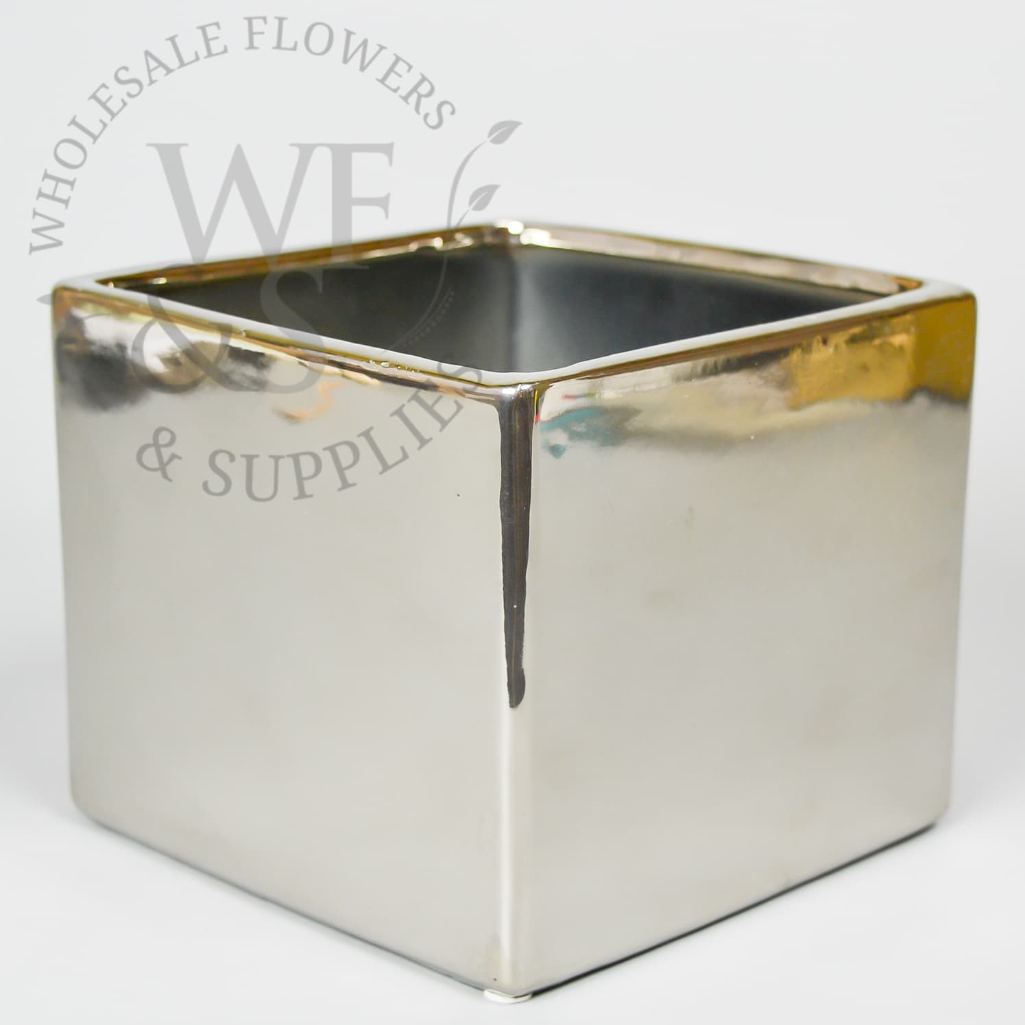 7.5" Silver Ceramic Planter