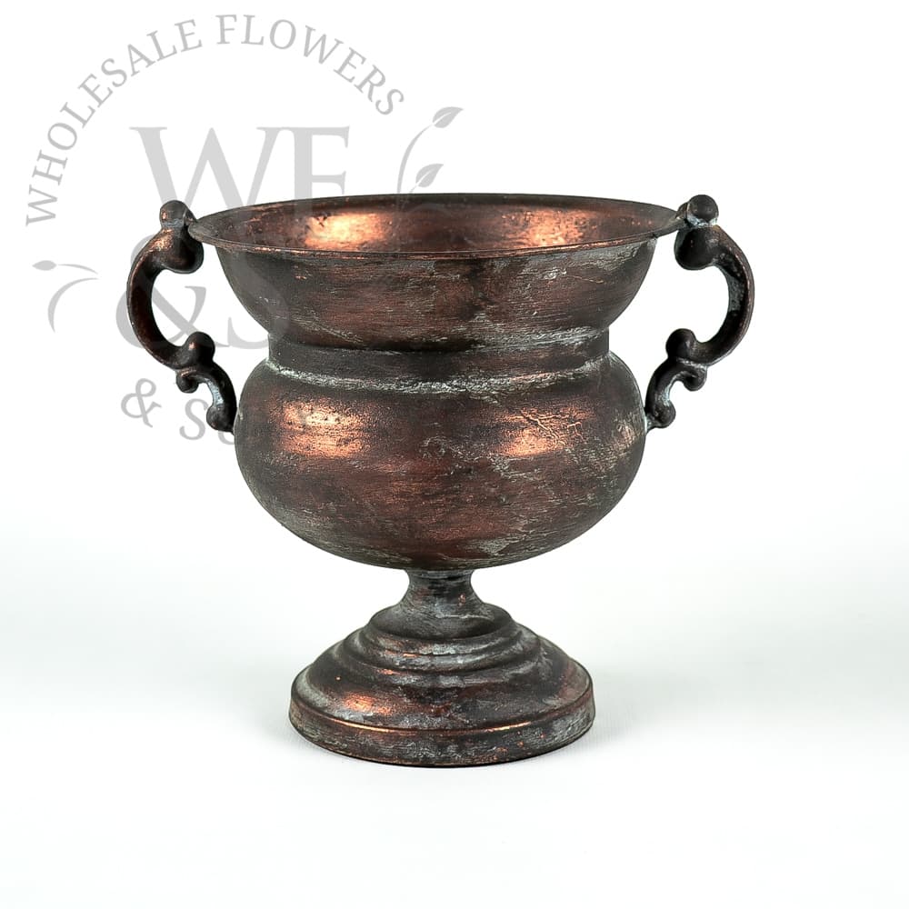 7.5" Tall Auburn Copper Plated Pedestal Urn