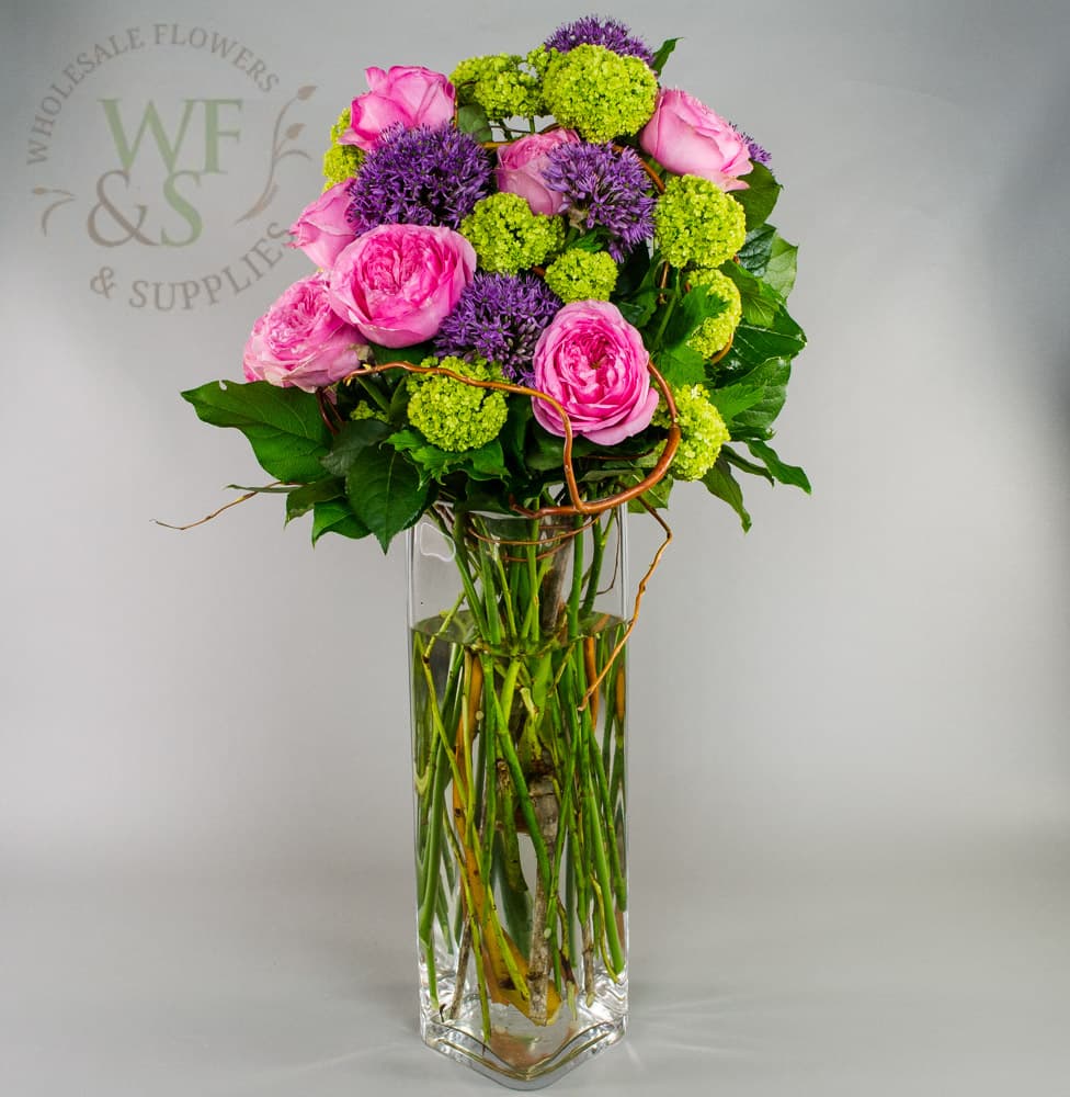 Square Glass Block Vase 14-inches x 3-inches