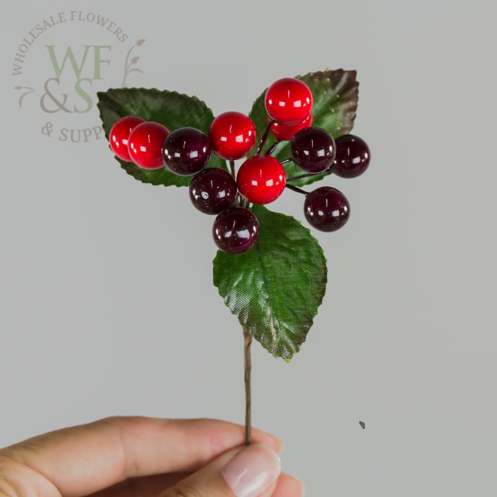 Mini Berry Pick Red/Burgundy for Christmas decoration