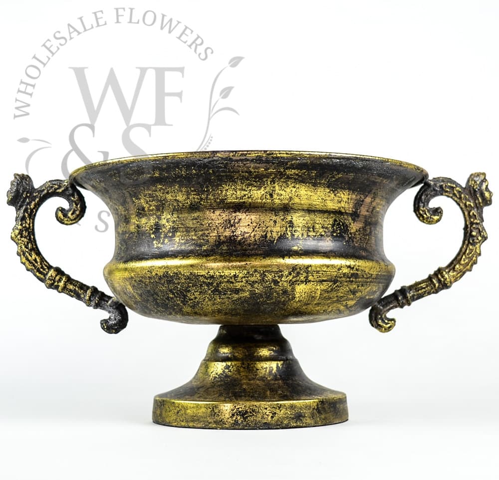 Gold Brushed Metal Footed Planter 6.5" Tall