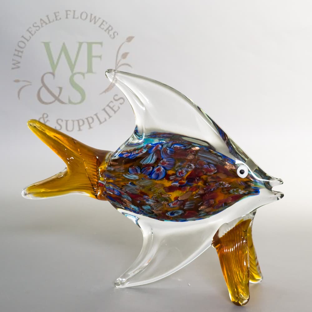 Hand Blown Glass Tabletop Golden Brown Fish