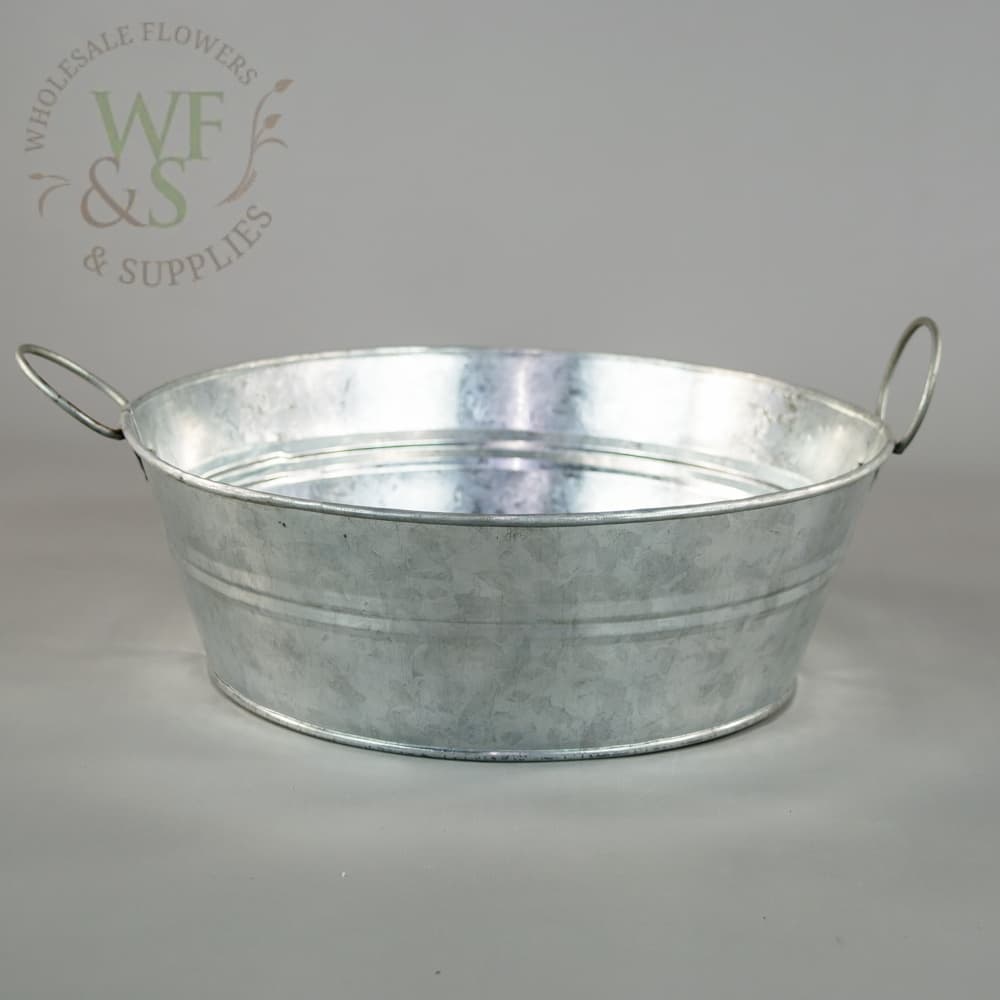 Galvanized Metal Dish Garden Flower Bucket With Handles