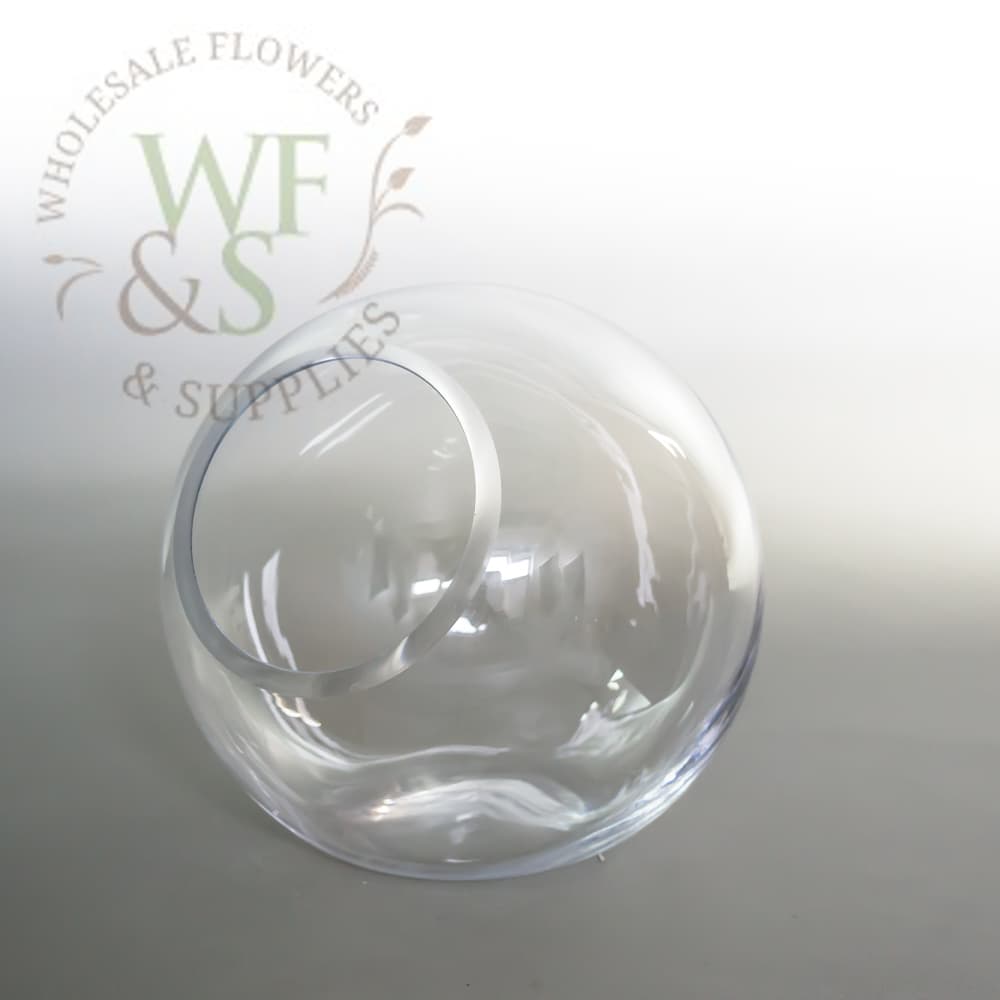 Tilted Glass Bubble Bowl Vase Terrarium 6.4"