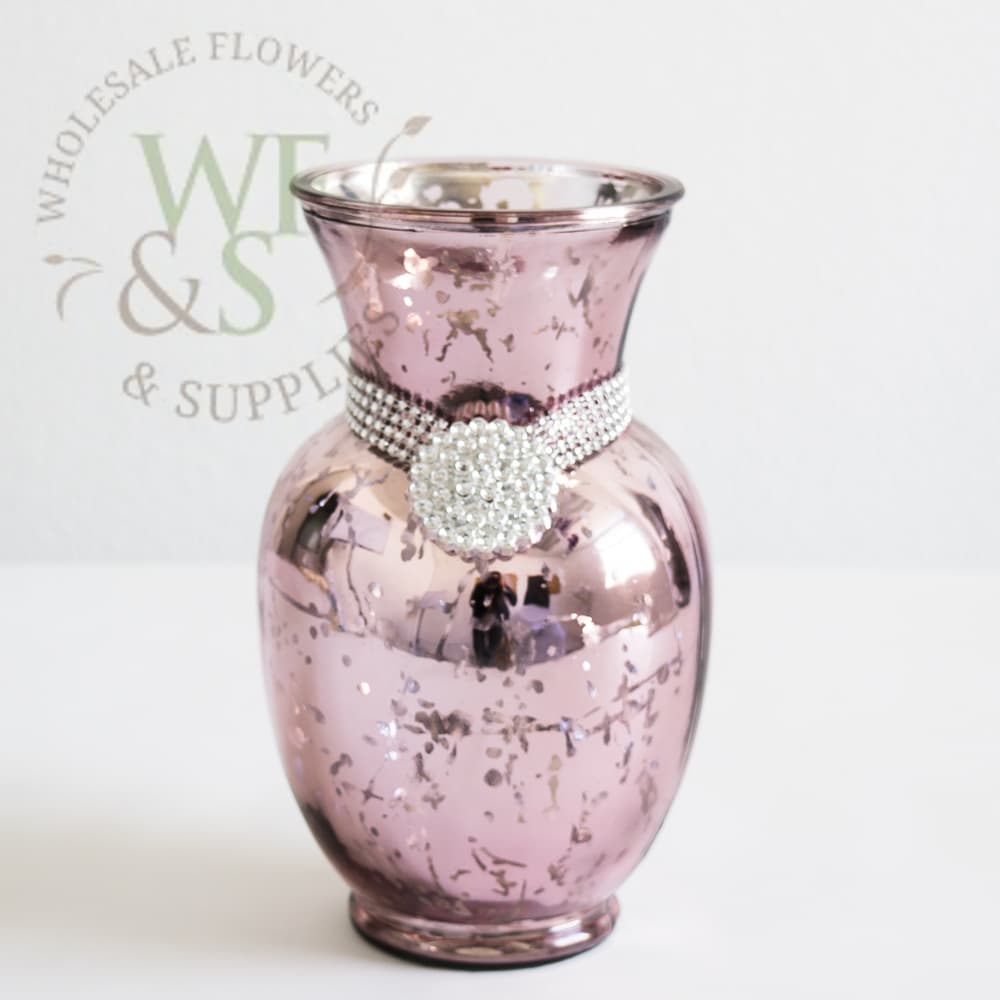 Mercury Metallic Pink Classic Glass Vase  9" DISC by vendor