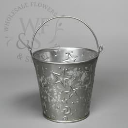Decorative Star Bucket in Silver 4" Tall