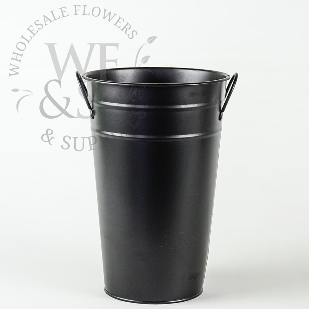 Black Metal French Flower Bucket 11.25"