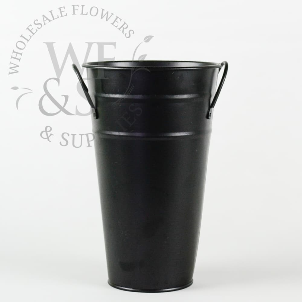 Black Metal French Flower Bucket 9.25"