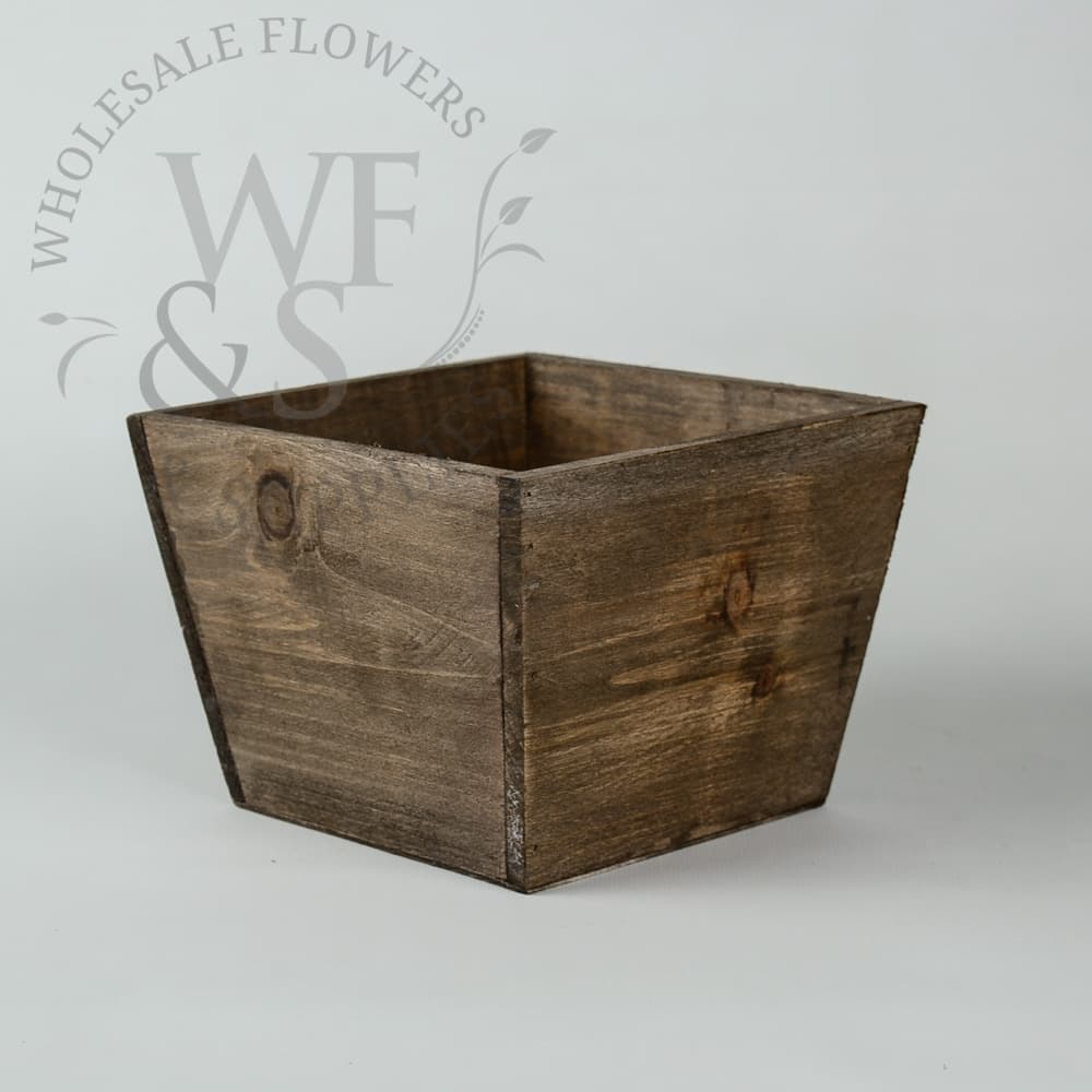 5" Tapered Wooden Brown Planter