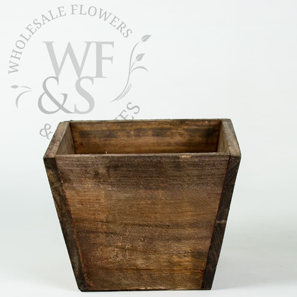 Square Wooden Flower Box Planter - Dark Brown