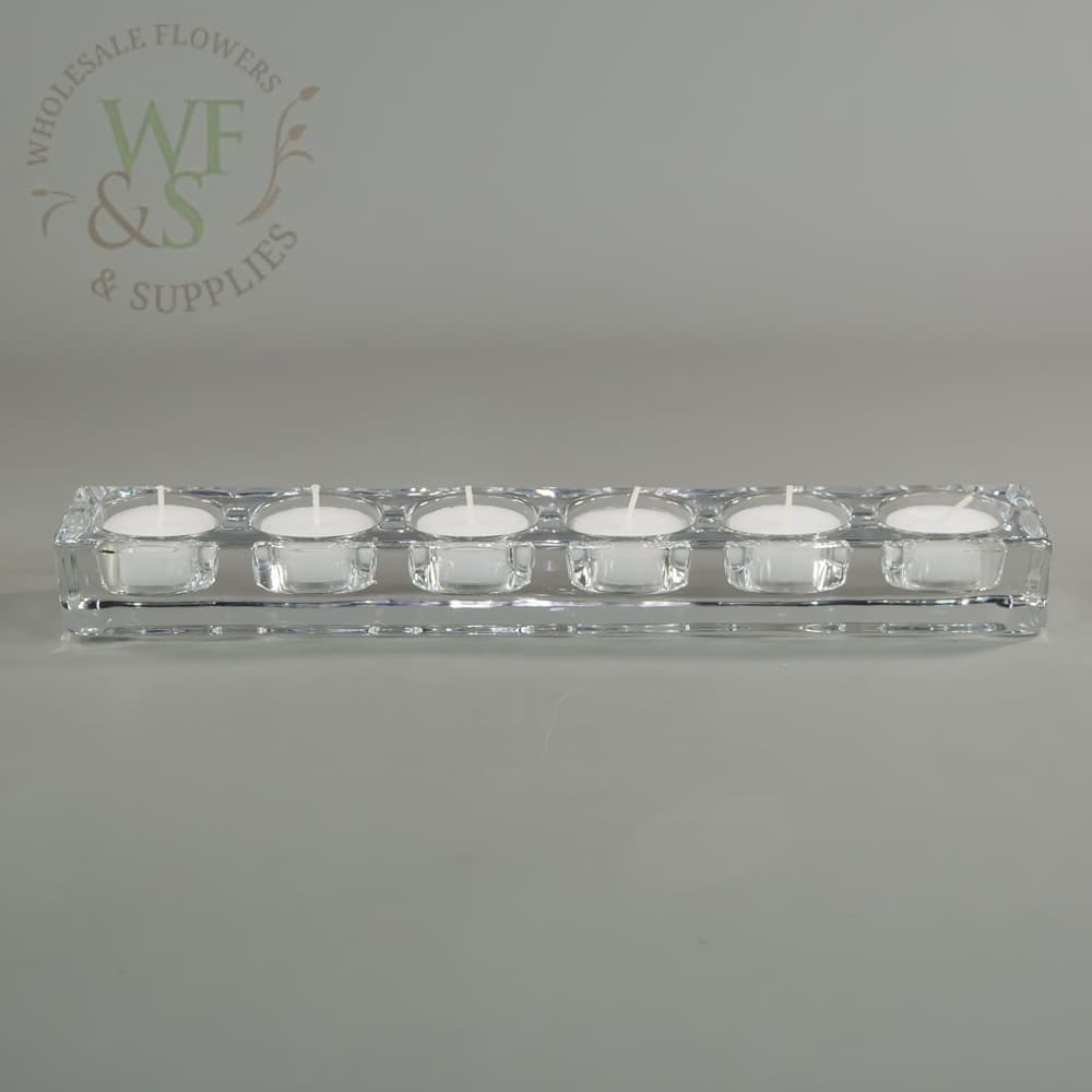 Crystal Clear Glass Candle Holder for 6 Tea Light Candles