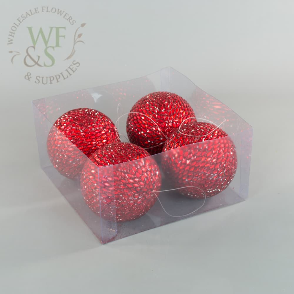 Red Ornament Christmas balls 4 pack