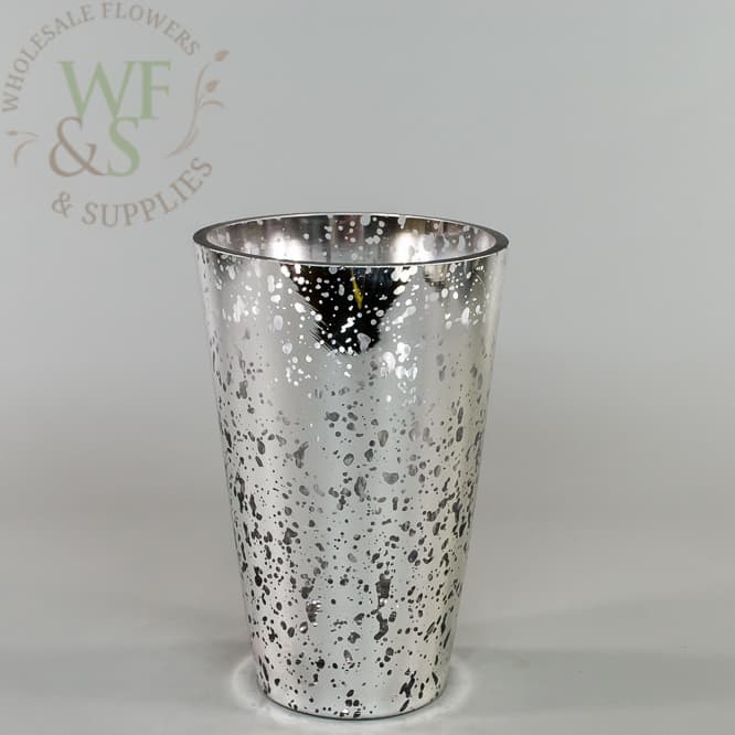 Silver Mercury Glass Pilsner Tapered Vase