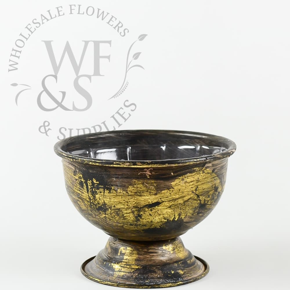 Gold Brushed Metal Pedestal Bowl 4.5" Tall