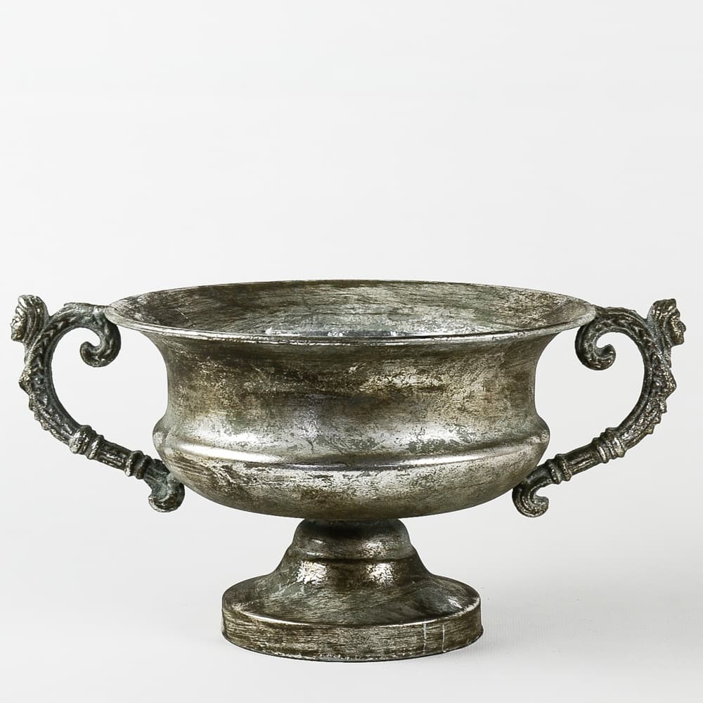 Silver Brushed Metal Footed Planter 6.5" Tall